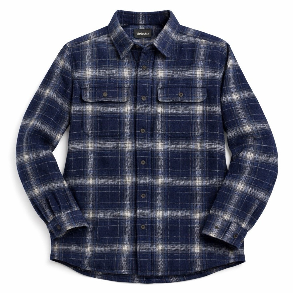 Woolrich Men Heavy Flannel Shirt Jacket L Overshirt Shacket Side Pockets Outdoor